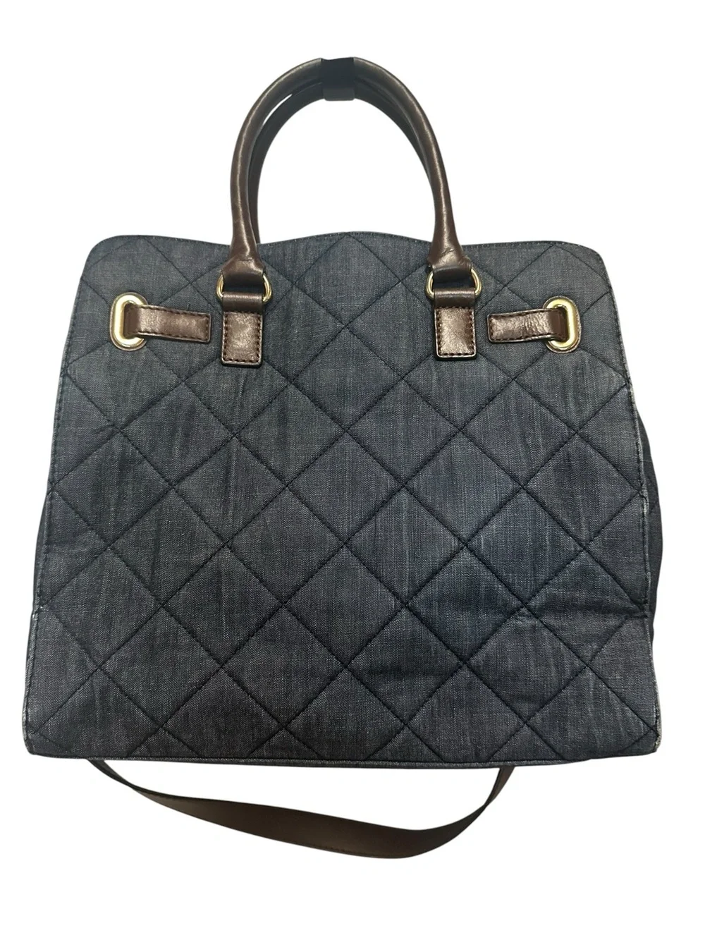 Michael Kors Quilted denim Tote Bag with Brown Trim